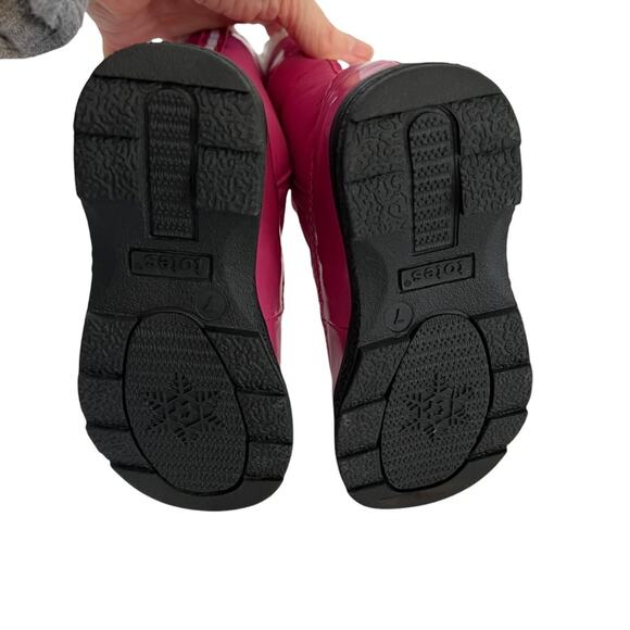 Totes Snow Boots Pink Quilted  Front Zip Faux Fur Winter Warm Boot Sz 7 Frozen - Picture 9 of 12